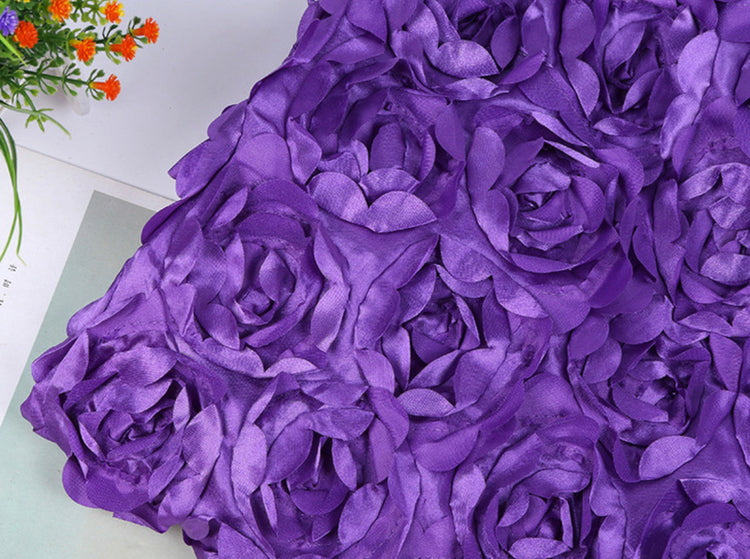 Satin Appliqué 3D Flowers - Royal Purple.