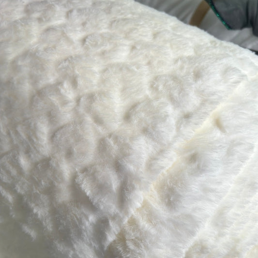 Heart Scaled Faux Fur - Short Pile - White