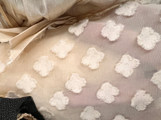 Floral Appliqué Chiffon - White