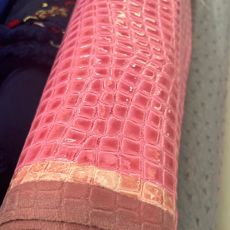Patent Alligator Faux Leather - Medium Pattern - Pink