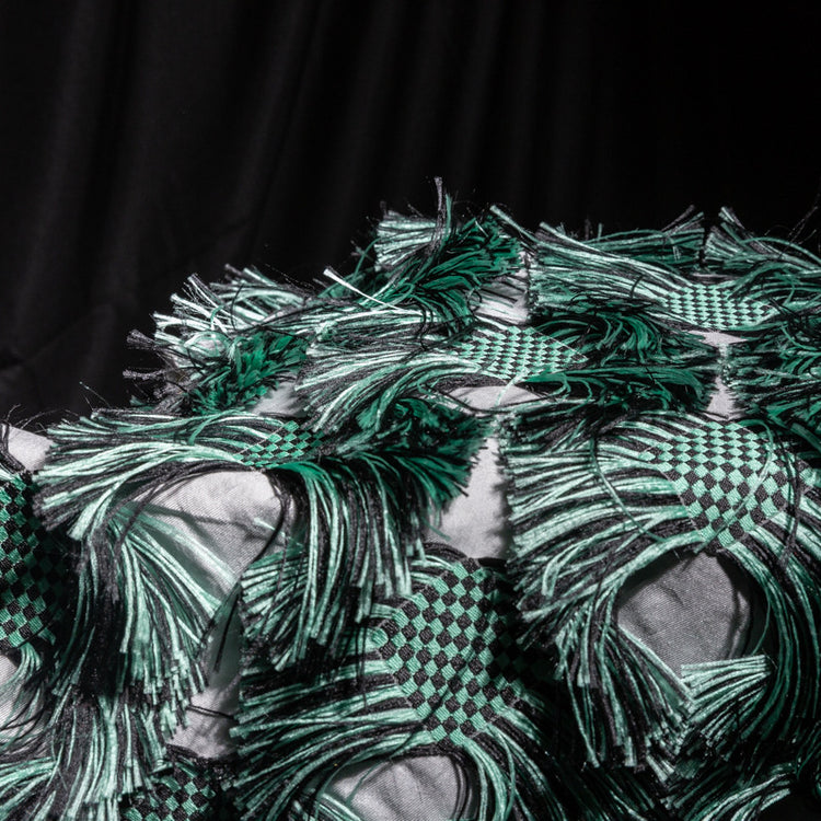 Fringed Checkerboard Drill - Sea Green/Black