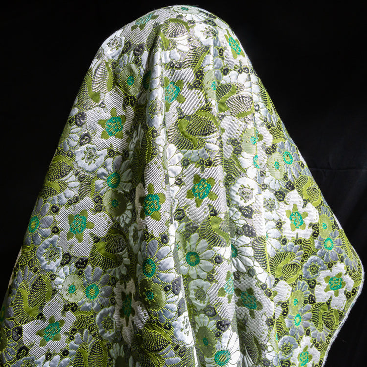 Floral Pop Nouveau Cotton/Poly Brocade - Ivory/Olive