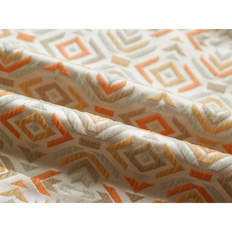 Geometric Abstract Jacquard - Orange/Beige