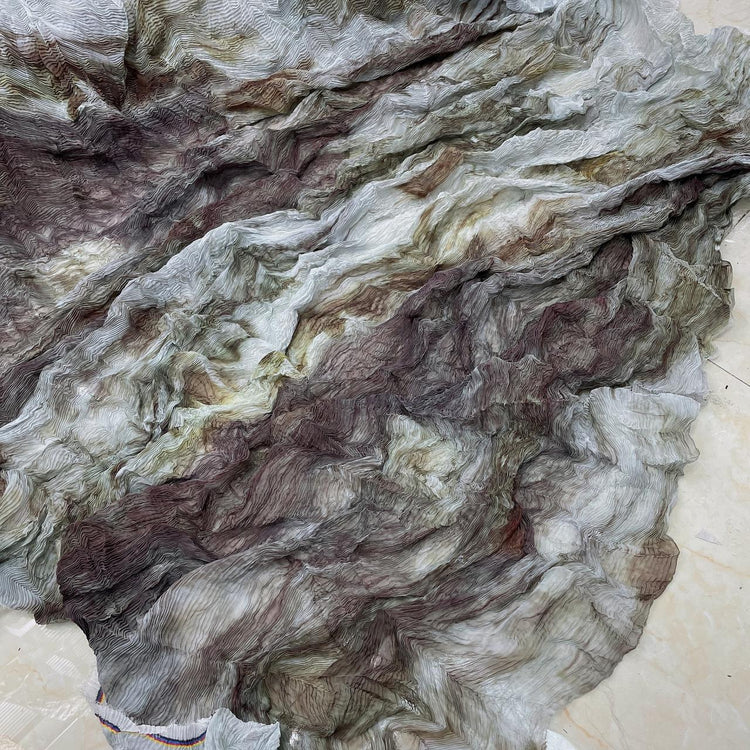 Wetlands Chiffon Plisse - Dark Olive/Rosy Brown