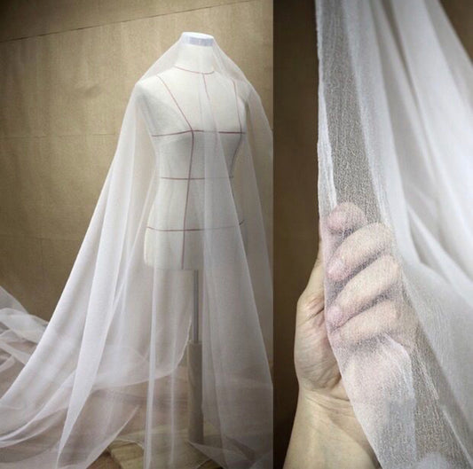 Puckered Chiffon - White