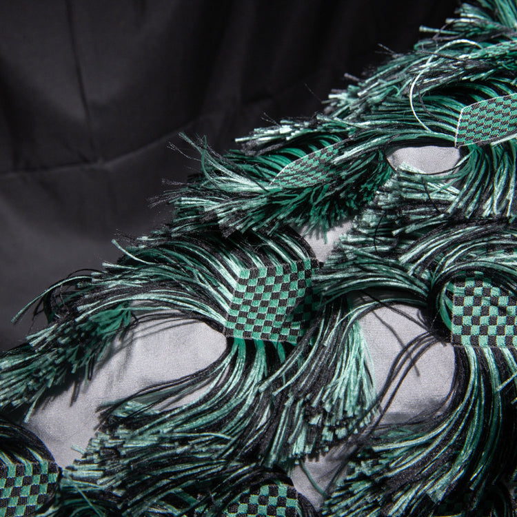 Fringed Checkerboard Drill - Sea Green/Black