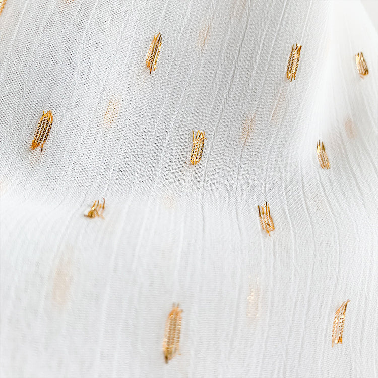 Metallic Dobby Chiffon - White/Gold