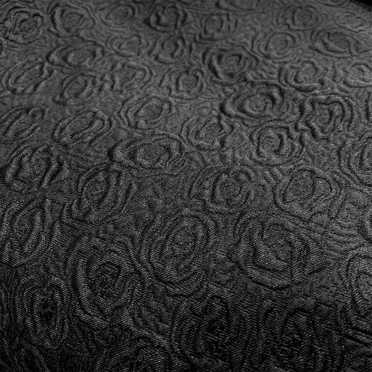 Fine Rose Cotton/Poly Damask - Black