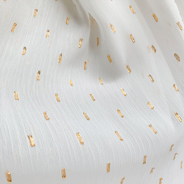 Metallic Dobby Chiffon - White/Gold