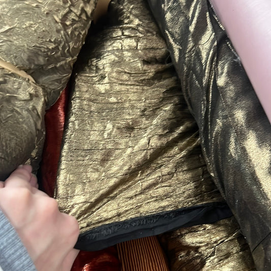 Foiled Crinkled Chiffon - Gold/Black