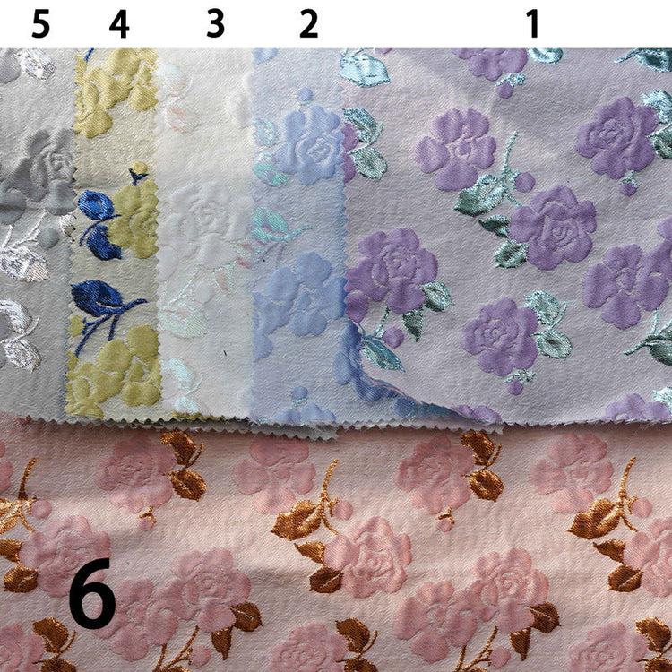 Floral Vine Poly/Lurex/Nylon Brocade - Powder Blue/Mint