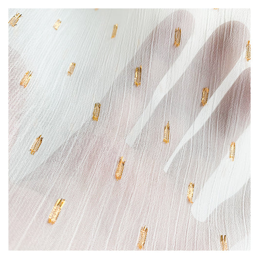 Metallic Dobby Chiffon - White/Gold