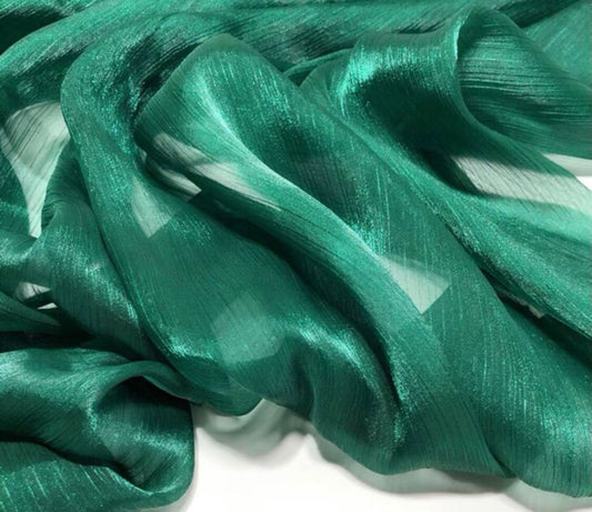 Liquid Steel Plisse Organza - Sea Green