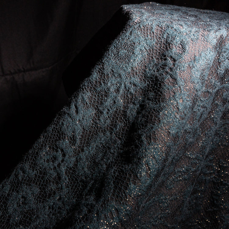 Floral Lace Jacquard - Deep Sea Green/Black