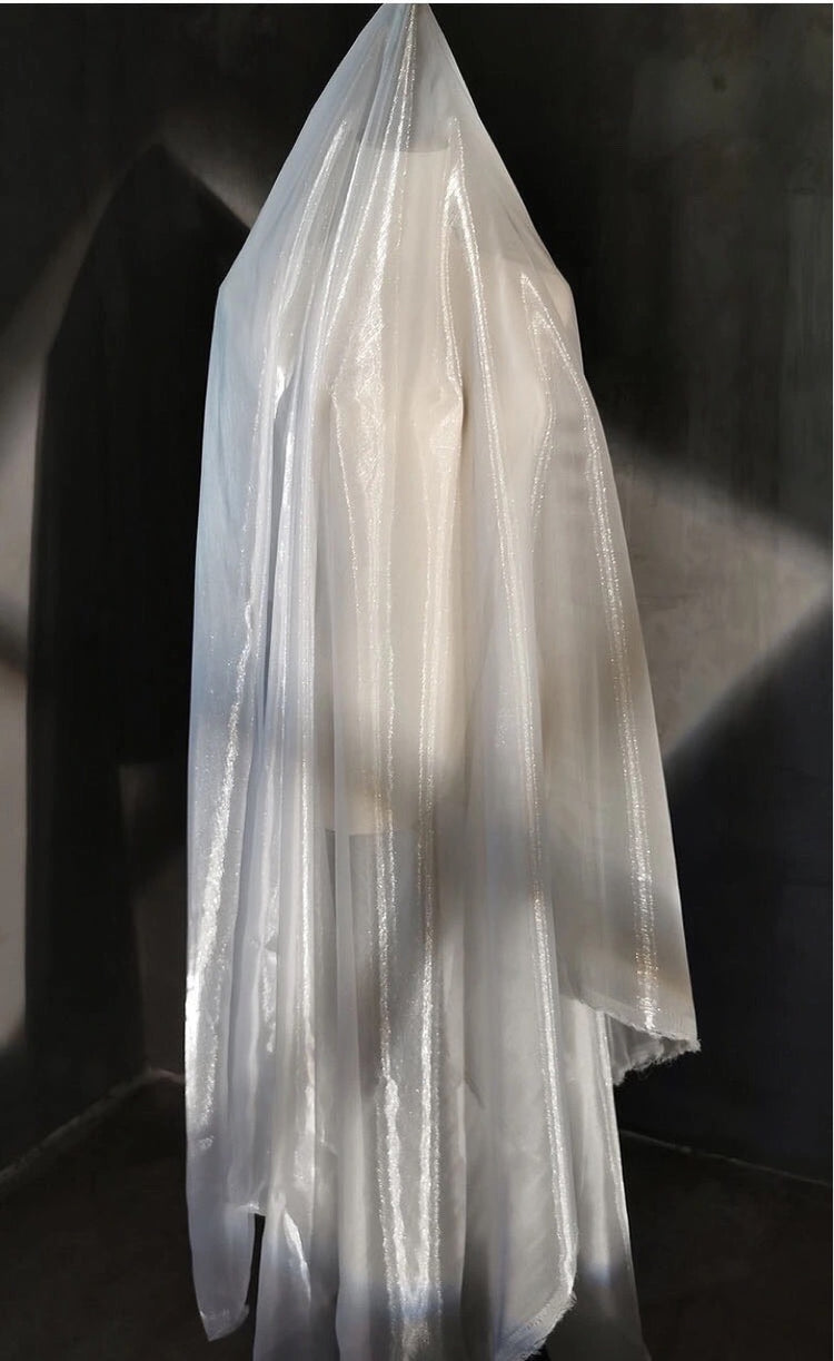 Liquid Shimmer Organza - Metallic Warp - White