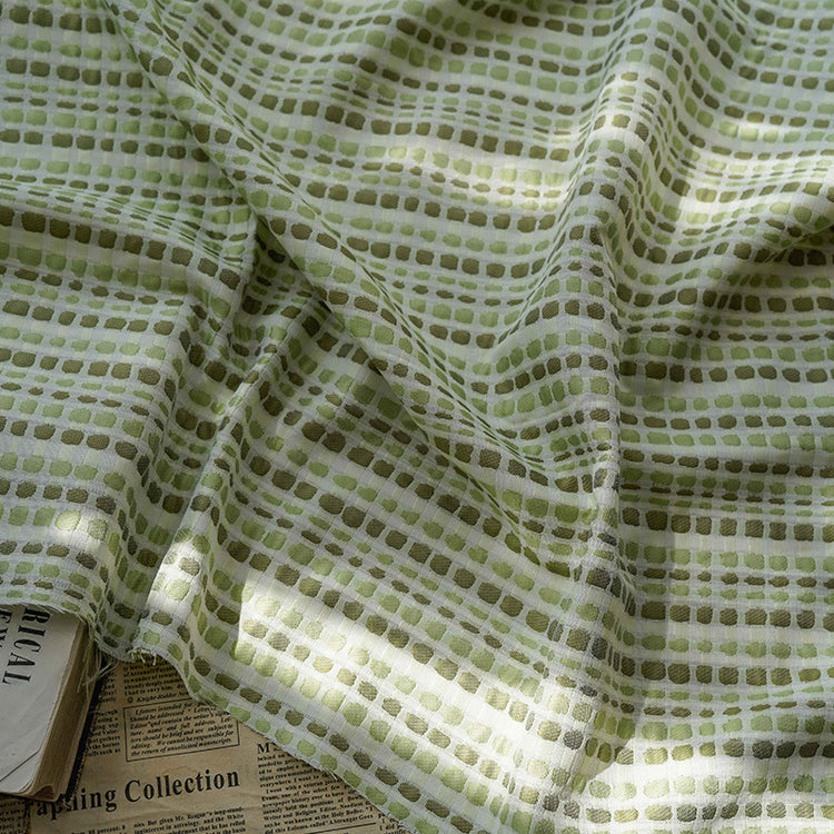 Organic Check Cotton/Poly - Olive/Pale Green