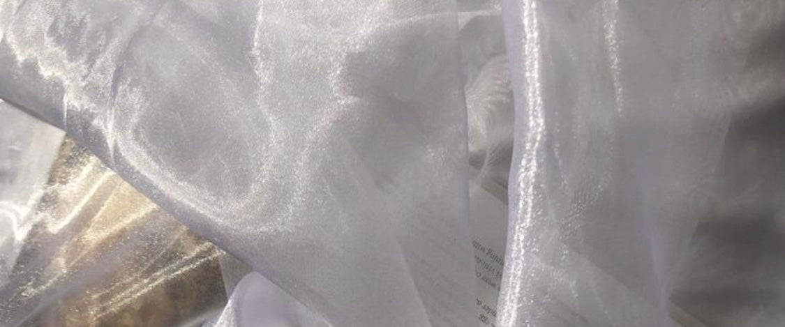 White Copper Metallic Organza Fabric main image 1