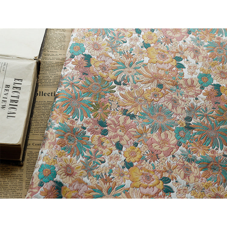Pastel Sunflower Jacquard - Satin Base - Yellow/Aqua
