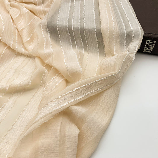 Flange Striped Sheer Crepon - Pale Butter