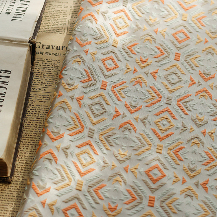 Geometric Abstract Jacquard - Orange/Beige
