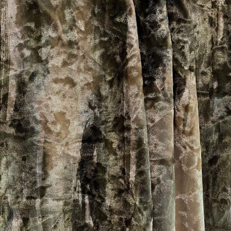 Brush Stroke Camo Stretch Velvet - Dark Olive Green / Papaya Whip
