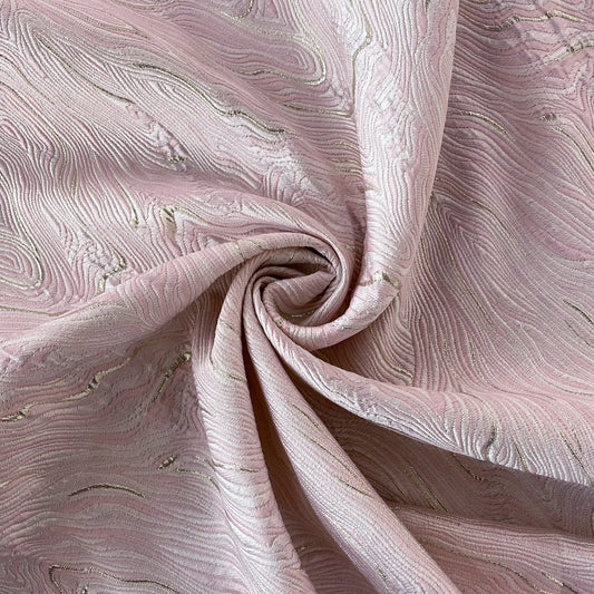 Contour Wave Brocade - Silver Metallic / Light Pink