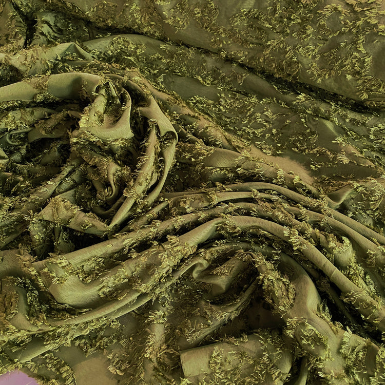 Cut-Pile Damask - Olive Drab