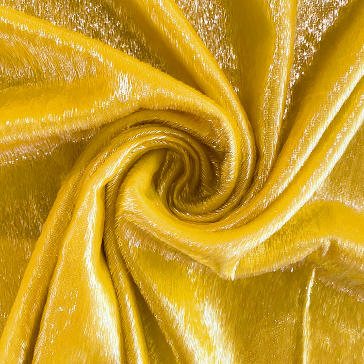 Brushed Metallic Long-pile Velvet - Yellow Gold