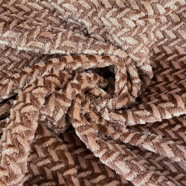 Chevron Faux Fur - Tan/Chocolate