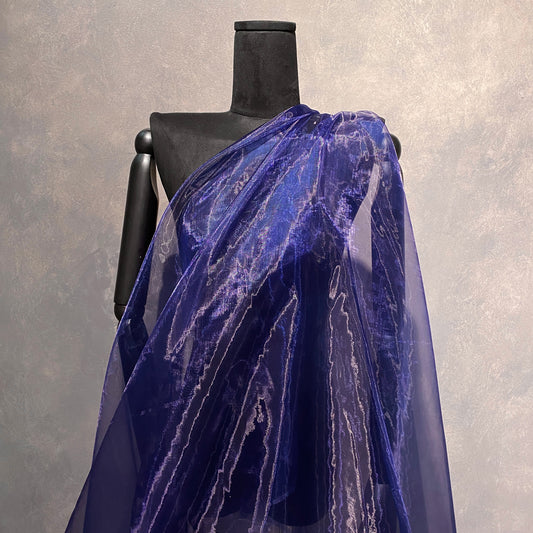 Liquid Steel Organza - Navy