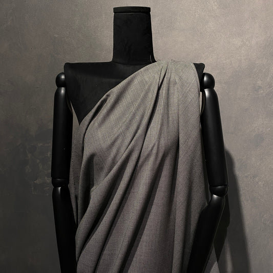 Australian Merino Worsted Wool Gabardine - Birdseye - Black / White