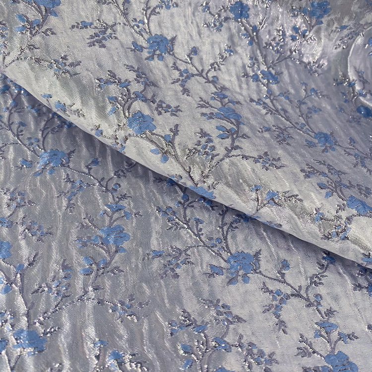 Floral Blossom Brocade - Metallic - Pale Violet/Powder Blue