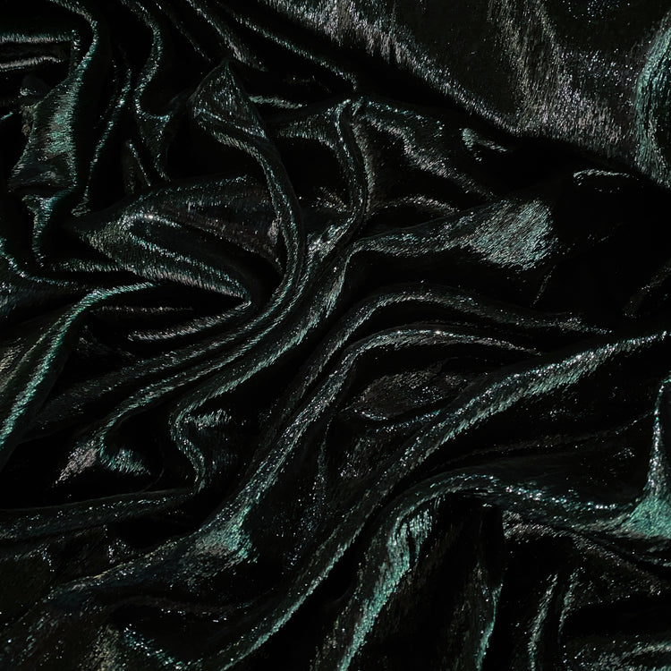 Brushed Metallic Long-pile Velvet - Dark Viridian