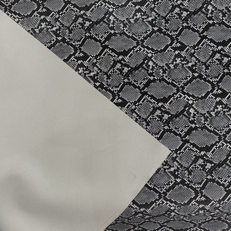 Snake Skin Faux Leather - Black / Grey / White