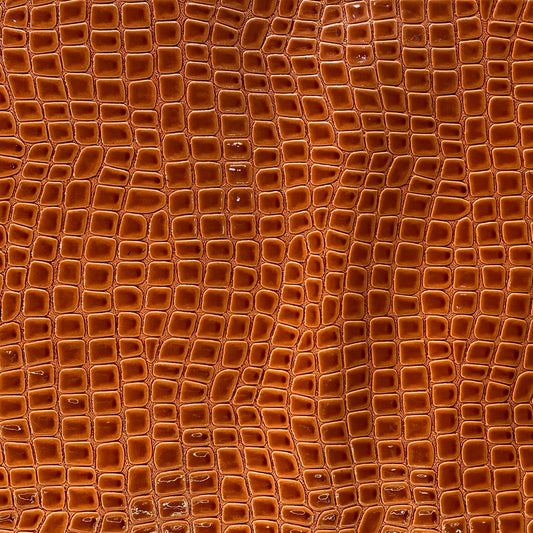 Patent Alligator Faux Leather - Medium Pattern - Burnt Orange