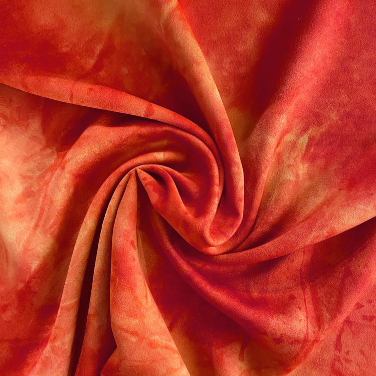 Abstract Shibori Satin Back Crepe - Red / Pale Goldenrod