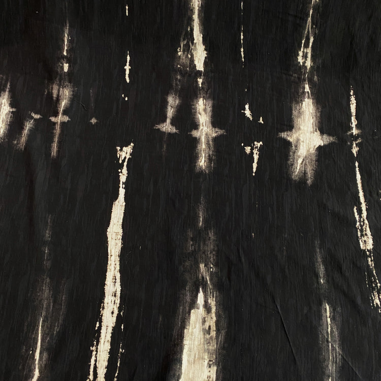 Shibori Dye Dobby Linen Gauze - Black / Ivory