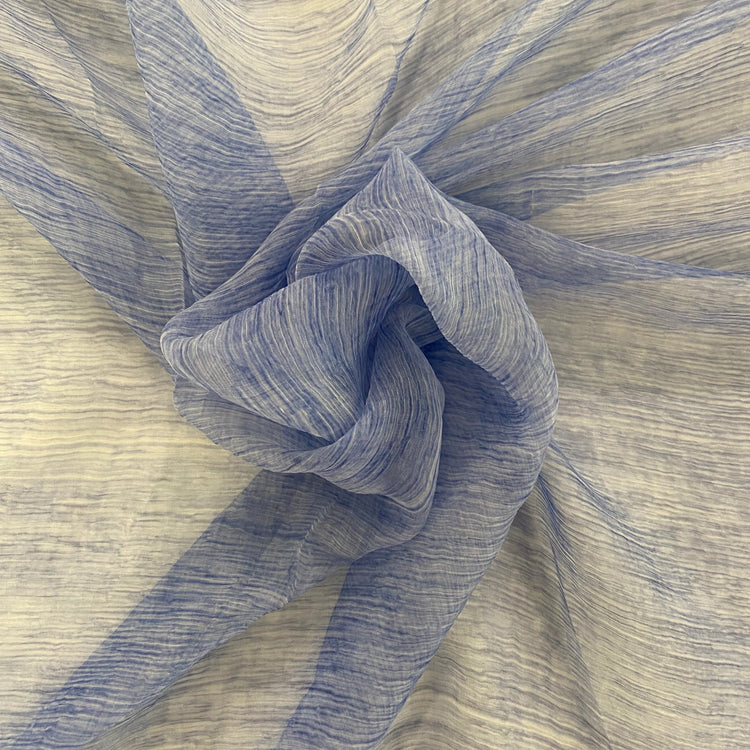 Crinkled Sheer Silk Chiffon - Cornflower Tonal