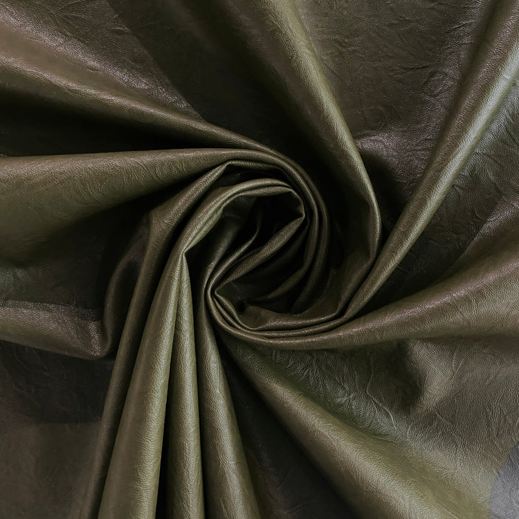 Wrinkle Grain Faux Leather - Dark Olive Green