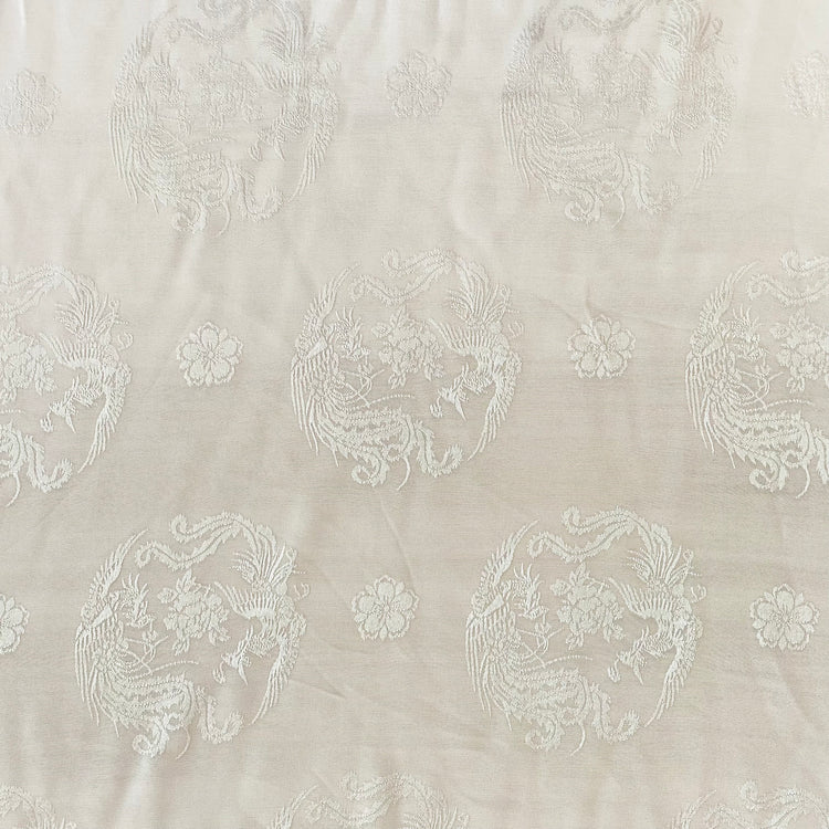 Floral Phoenix Silk/Cotton Damask - White