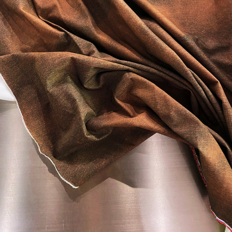 Vintage Fade Print Denim - Saddle Brown / Dark Brown