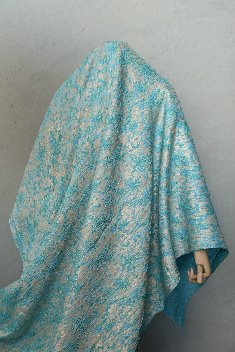 Abstract Crinkle Brocade - Aqua