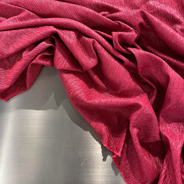 Smocked Bark Double Knit - Rose Red
