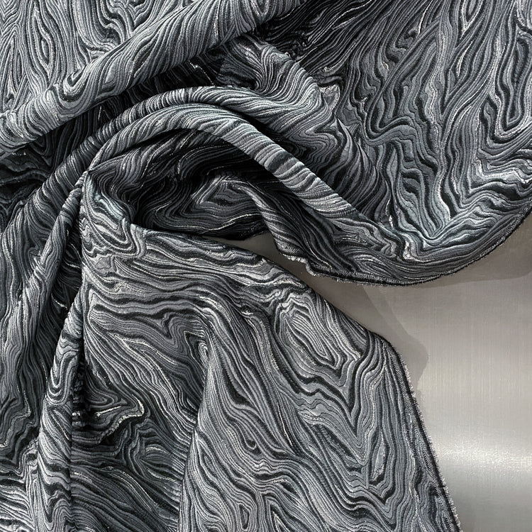 Contour Wave Brocade - Grey/Silver Metallic