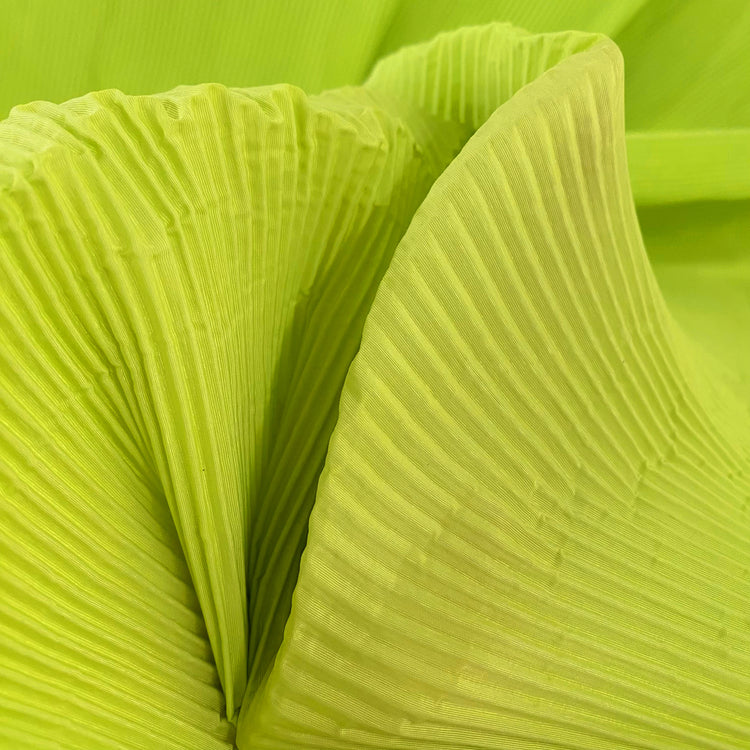 Accordion-Pleated Taffeta - Green Yellow