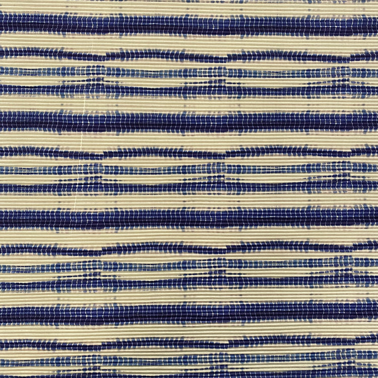 Shibori Stripe Satin Plisse - Cream/Blue