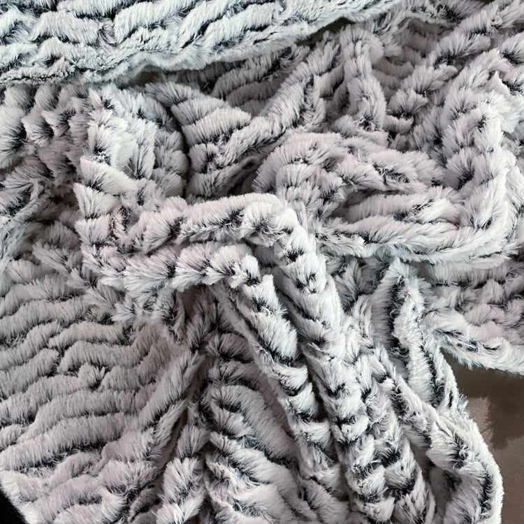 Ripple Striped Faux Fur - White/Black