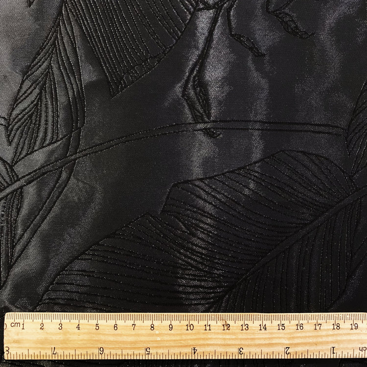 Palm Leaf Crystal Satin  - Gunmetal / Black