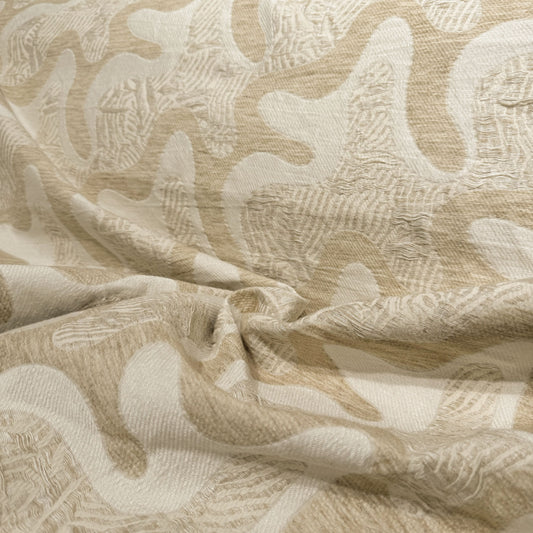 Organic Textured Lines Jacquard - Linen/Tan/Wheat
