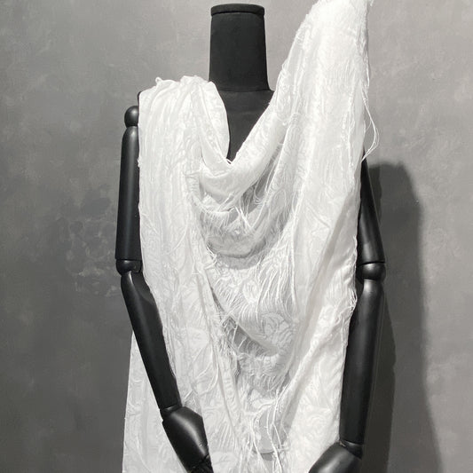 Grunged Rose Tricot Lace - Sheer - White